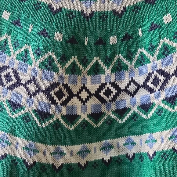 J Crew Factory Fairisle green sweater size M - Picture 2 of 4